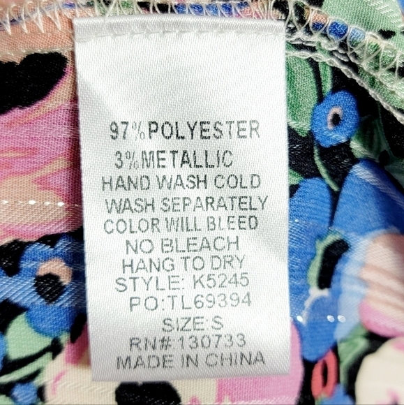 Umgee Floral Print Metallic Thread Puff Short Sleeves Peplum Women Blouse Size S - Picture 3 of 6